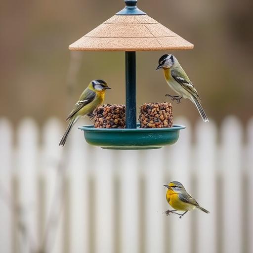 Traditional wooden bird feeder with base