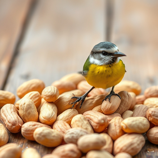 Transparent pouch of peanuts for birds
