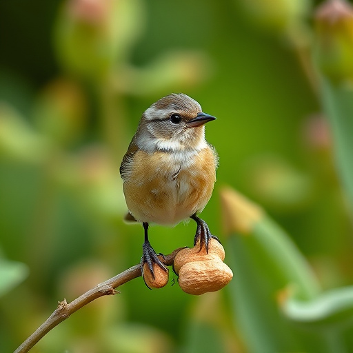 Transparent pouch of peanuts for birds
