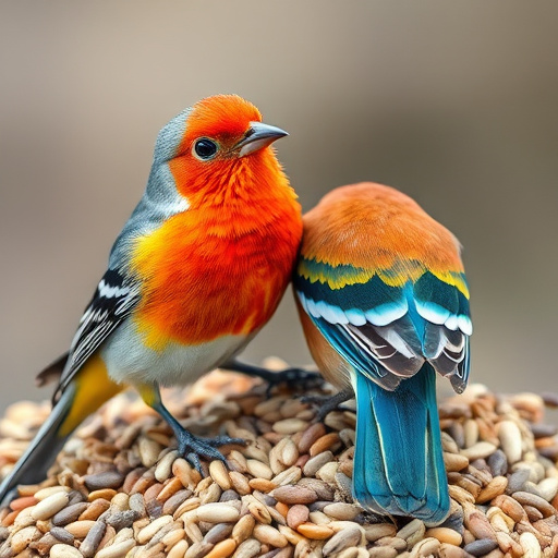 Variety of seeds on bird table