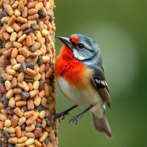 Variety of small birds on suet tray