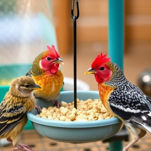 Variety of small birds sharing feeder