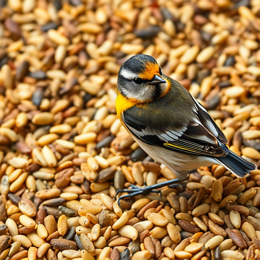 Various bird seed packs on shelf