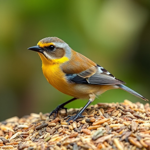 Various bird seed packs on shelf