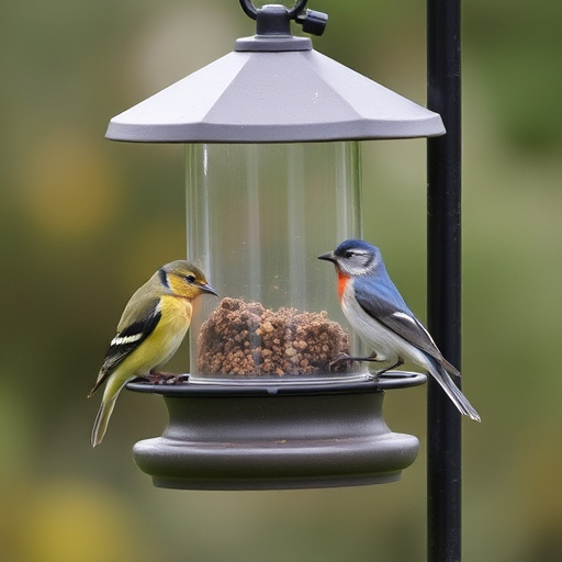 Weatherproof bird feeding station outdoors
