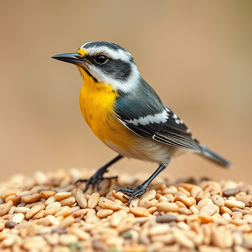 Wheat-free bird seed in garden feeder