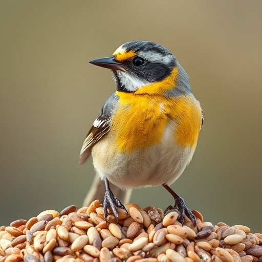 Wheat-free bird seed in garden feeder