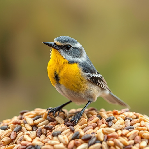 Wheat-free bird seed in garden feeder