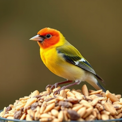 Wheat-free wild bird food in feeder