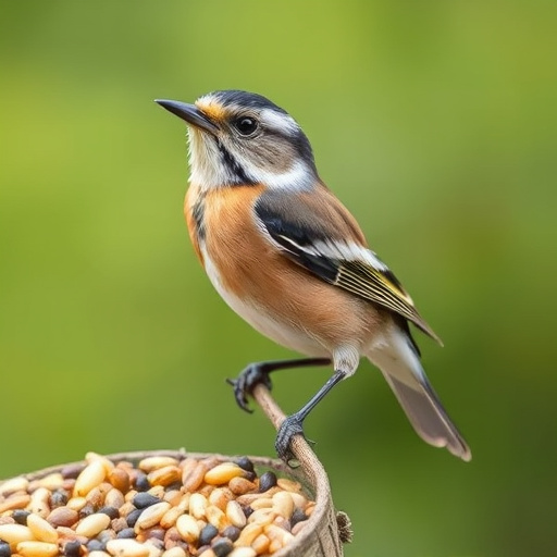 Wild bird seed pouring from bag