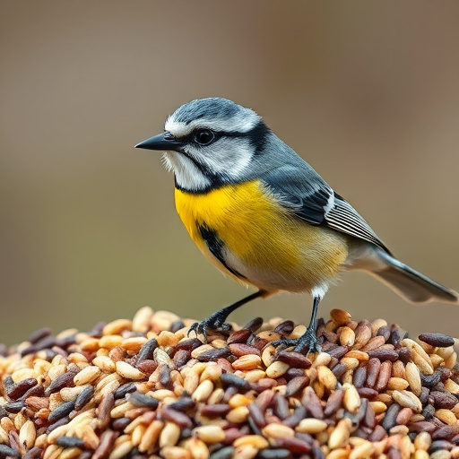 Wild bird seed pouring from bag