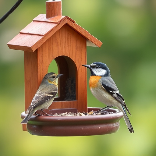 Wild birds eating pumpkin seeds