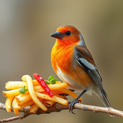 Wild birds eating pumpkin seeds