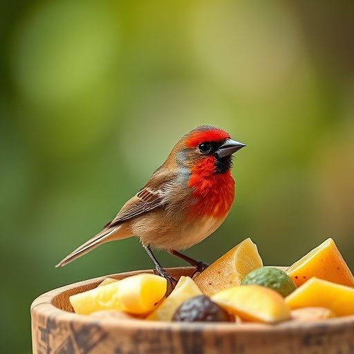 Wild birds enjoying mealworms outdoors
