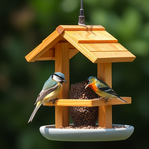 Wild birds enjoying mealworms outdoors