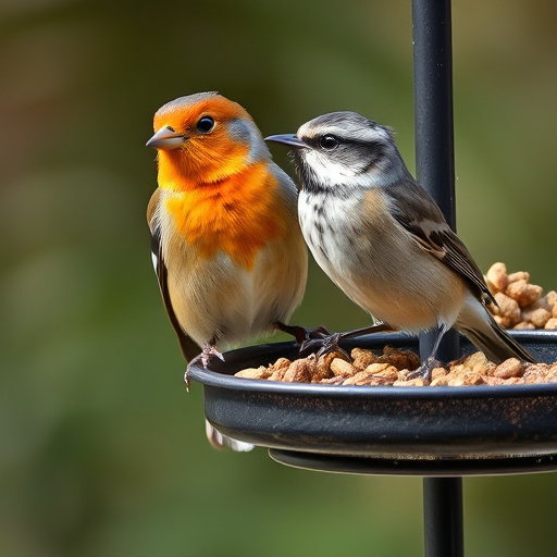 Wild birds feeding on fresh berries