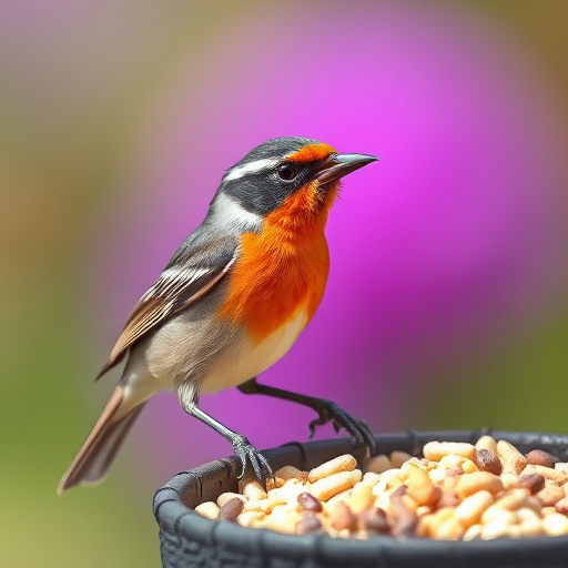 Wild birds feeding on fresh berries