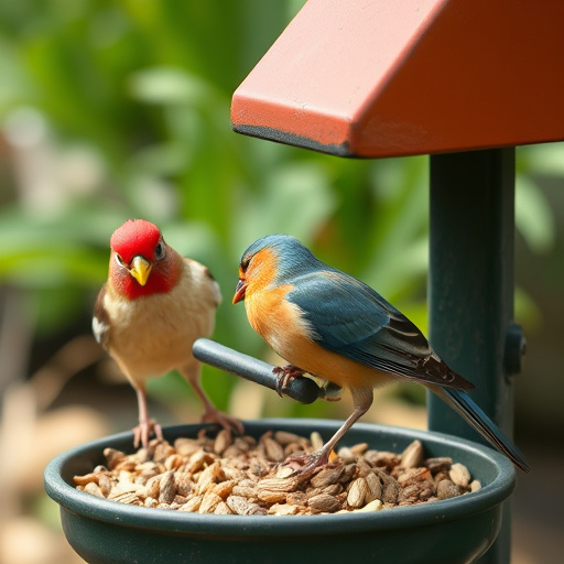 Wild birds feeding on fresh berries