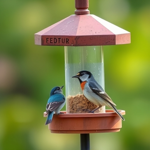 Wild birds feeding on fresh berries