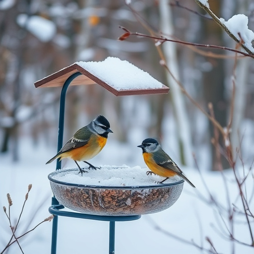 Wild birds feeding on sunflower seeds