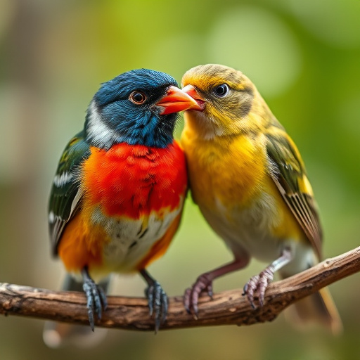 Wild birds feeding on sunflower seeds