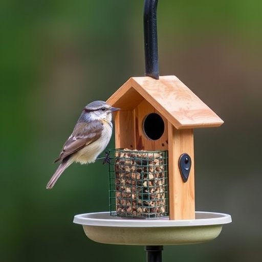 Wild birds gathered around small feeder