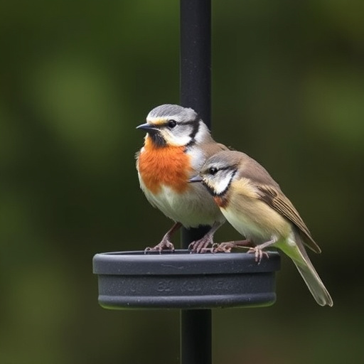 Wild birds gathered around small feeder