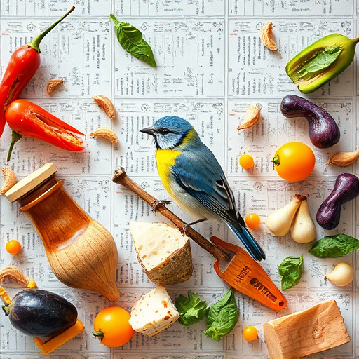 Wild birds pecking at chopped fruit