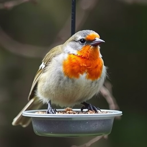 Wild birds pecking at fresh seeds