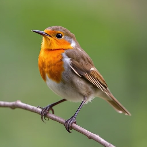 Wild robin in woodland during autumn