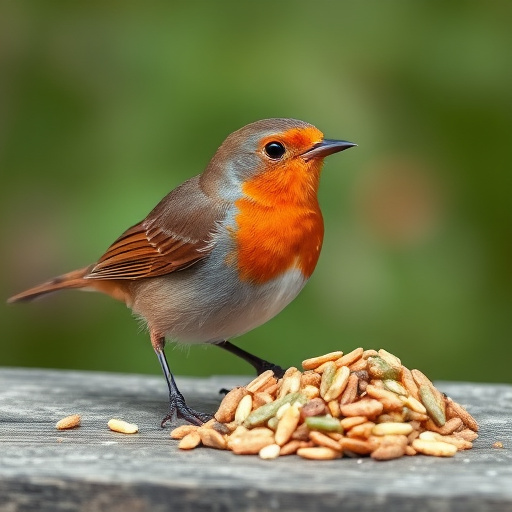 Wild robins enjoying mixed seed blend