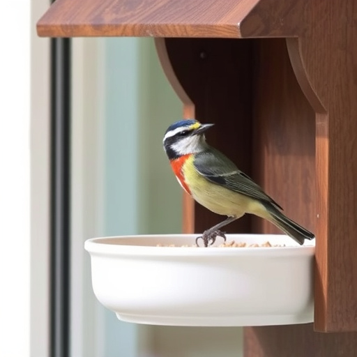 Window bird feeder attached to glass