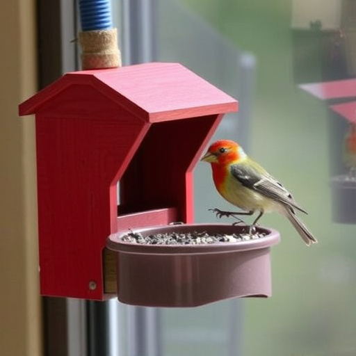 Window bird feeder attached to glass