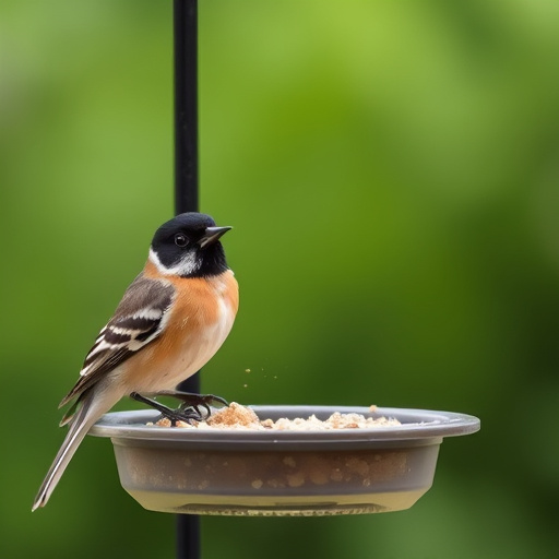 Window feeder filled with seeds outdoors