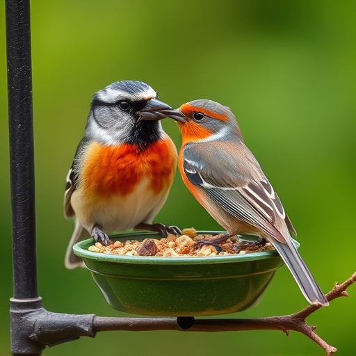 Woodpecker feeding on suet block