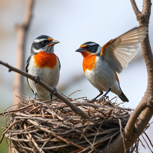 Worn-down nest on tree branch