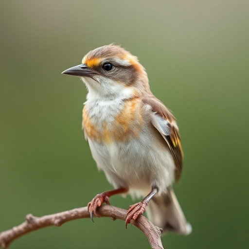 Young bird learning to eat independently
